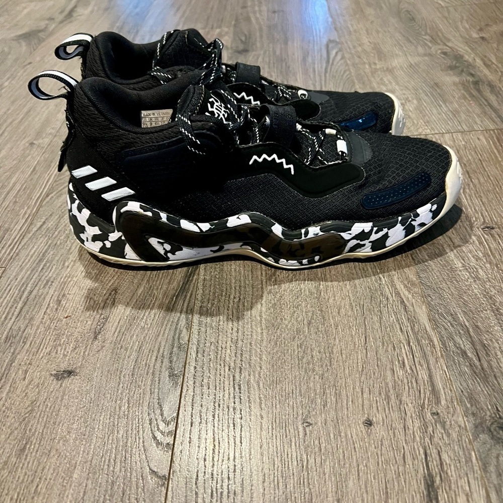 Adidas D.O.N. Issue #3 Basketball Shoes Black White Camo Men’s 9.5 - Picture 6 of 14